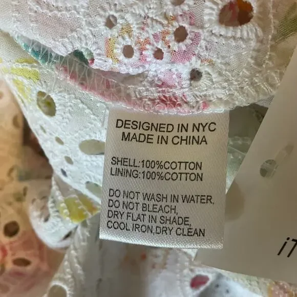 Yumi Kim Floral Cotton Eyelet Lace A-Line Midi San Juan Dress White Size 10 - Picture 10 of 11